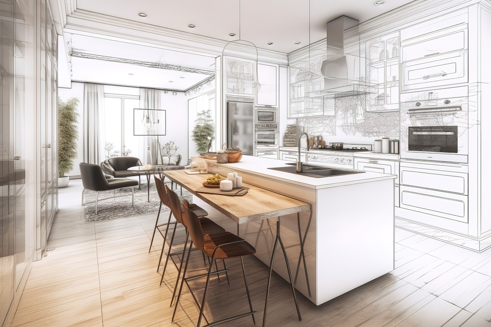 Rendering of a kitchen design